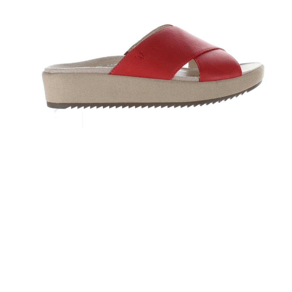 Vionic Red and Beige Slide Sandals